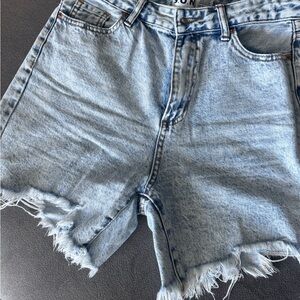 Denim Blue Distressed Women Shorts